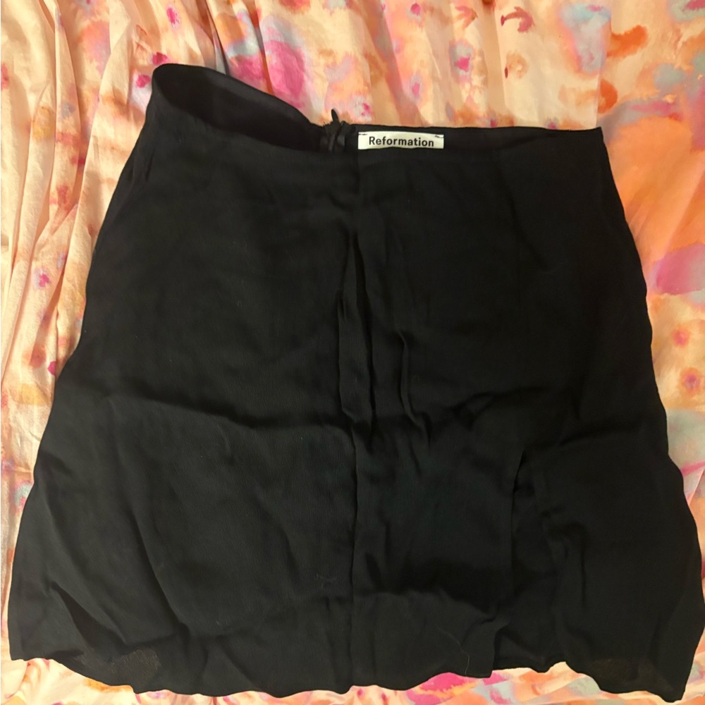 Reformation black mini skirt